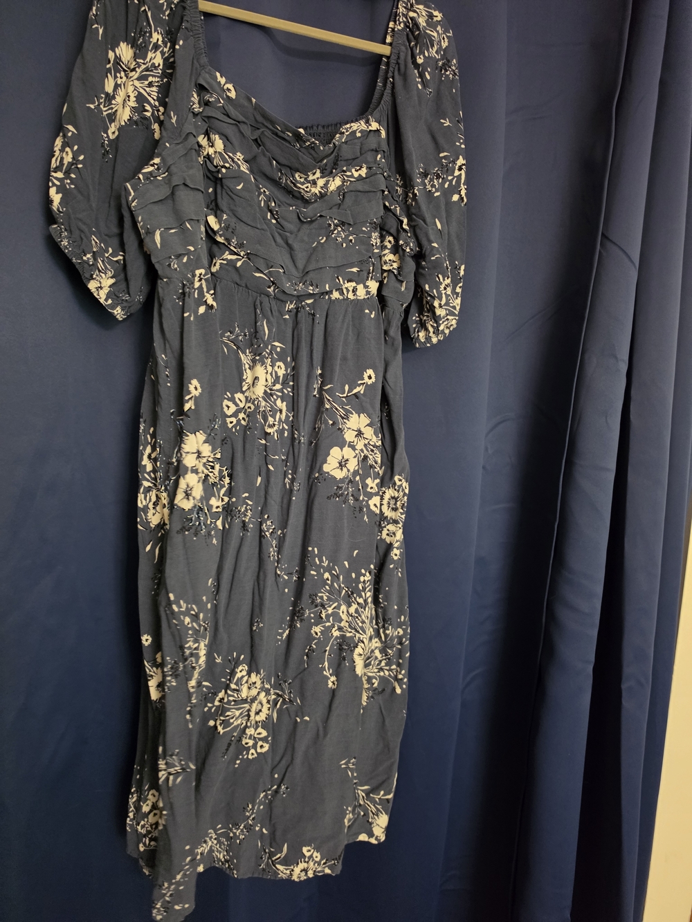Women's Navy Blue Floral Midi Dress